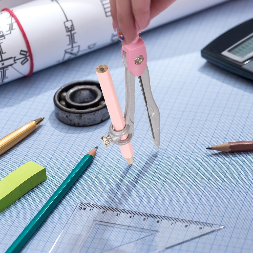 Compass Geometry Tool Protractor and Compass Set with Metal Box Drawing Compa...