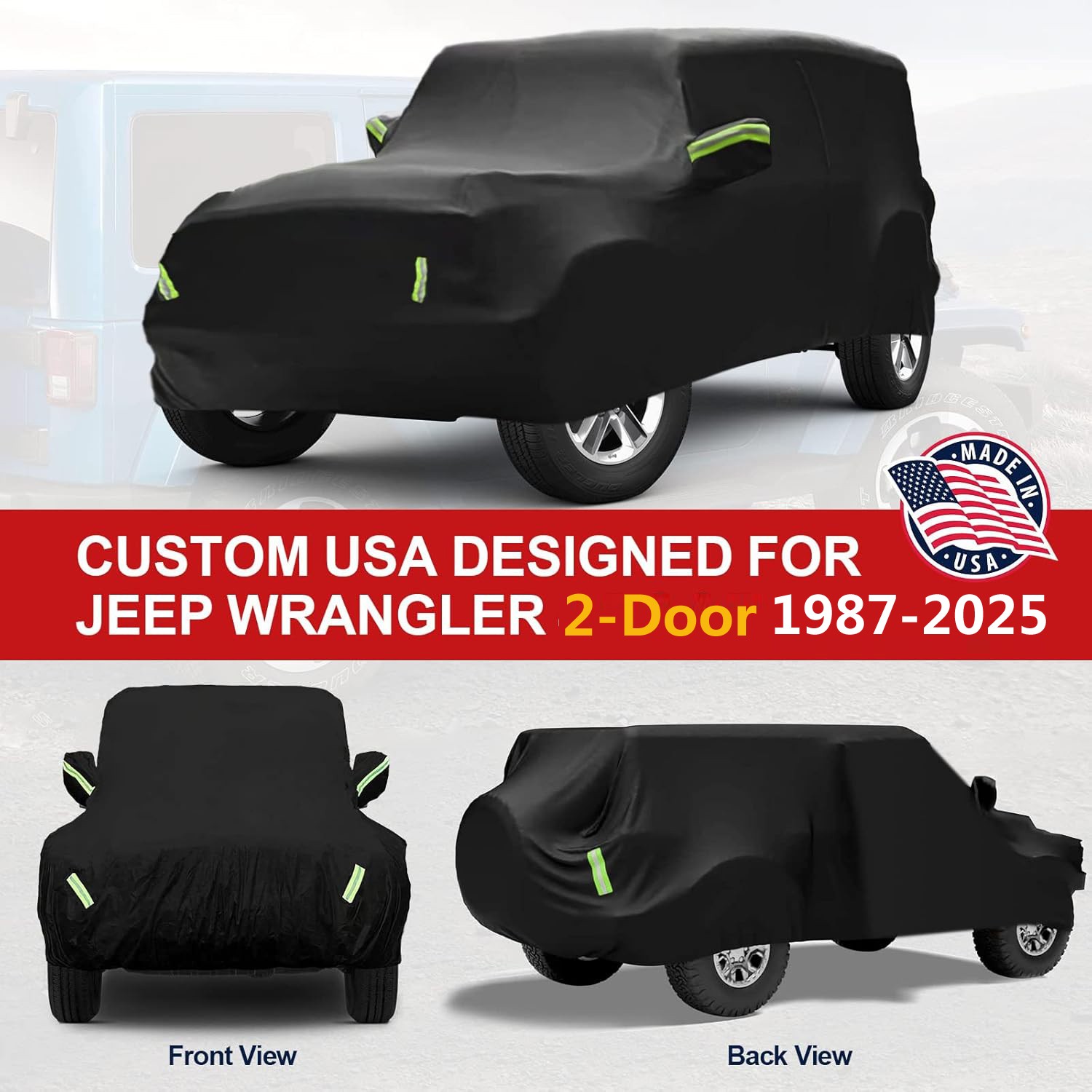 6 Layer CUSTOM FIT For Jeep Wrangler 2 Door Full Car Cover Outdoor Waterproof US