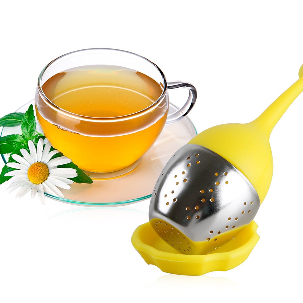 Tea Infuser Yellow+Blue+Red Silicone Loose Leaf Stainless Spice Filter Diffuser