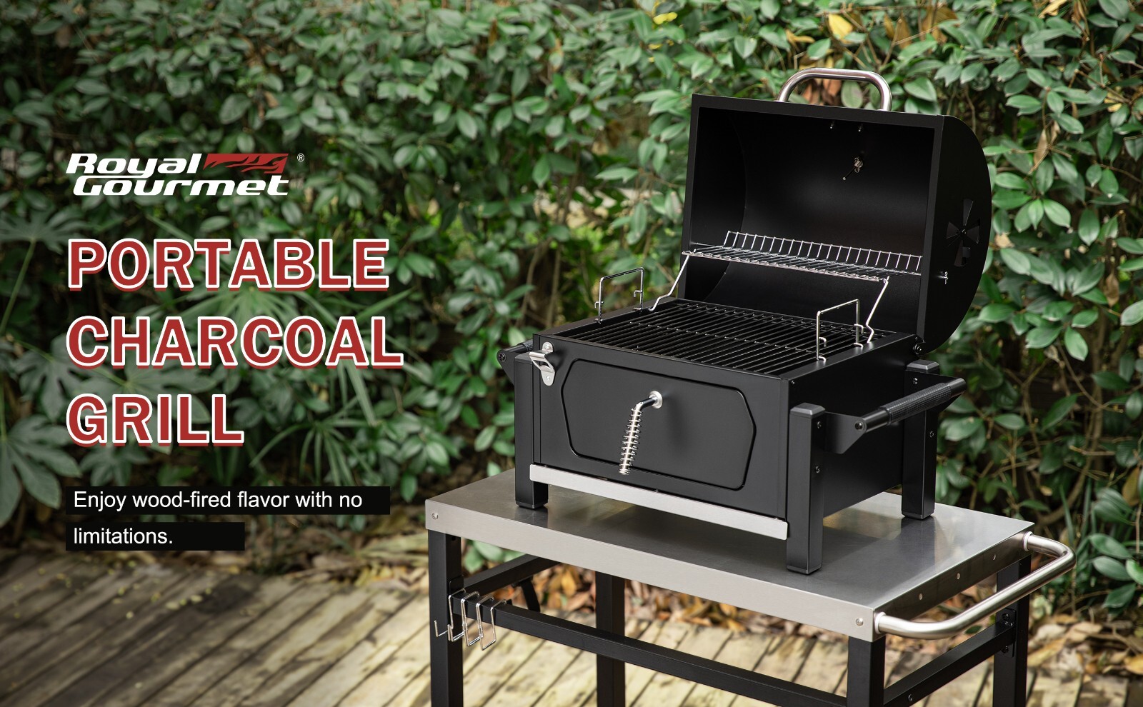 Royal Gourmet Portable Charcoal Grill w/ Side Handle Outdoor Tabletop BBQ Cooker