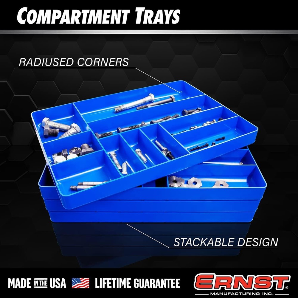 10 Compartment Drawer Organizer for Tools and Parts - Stackable Tray Design