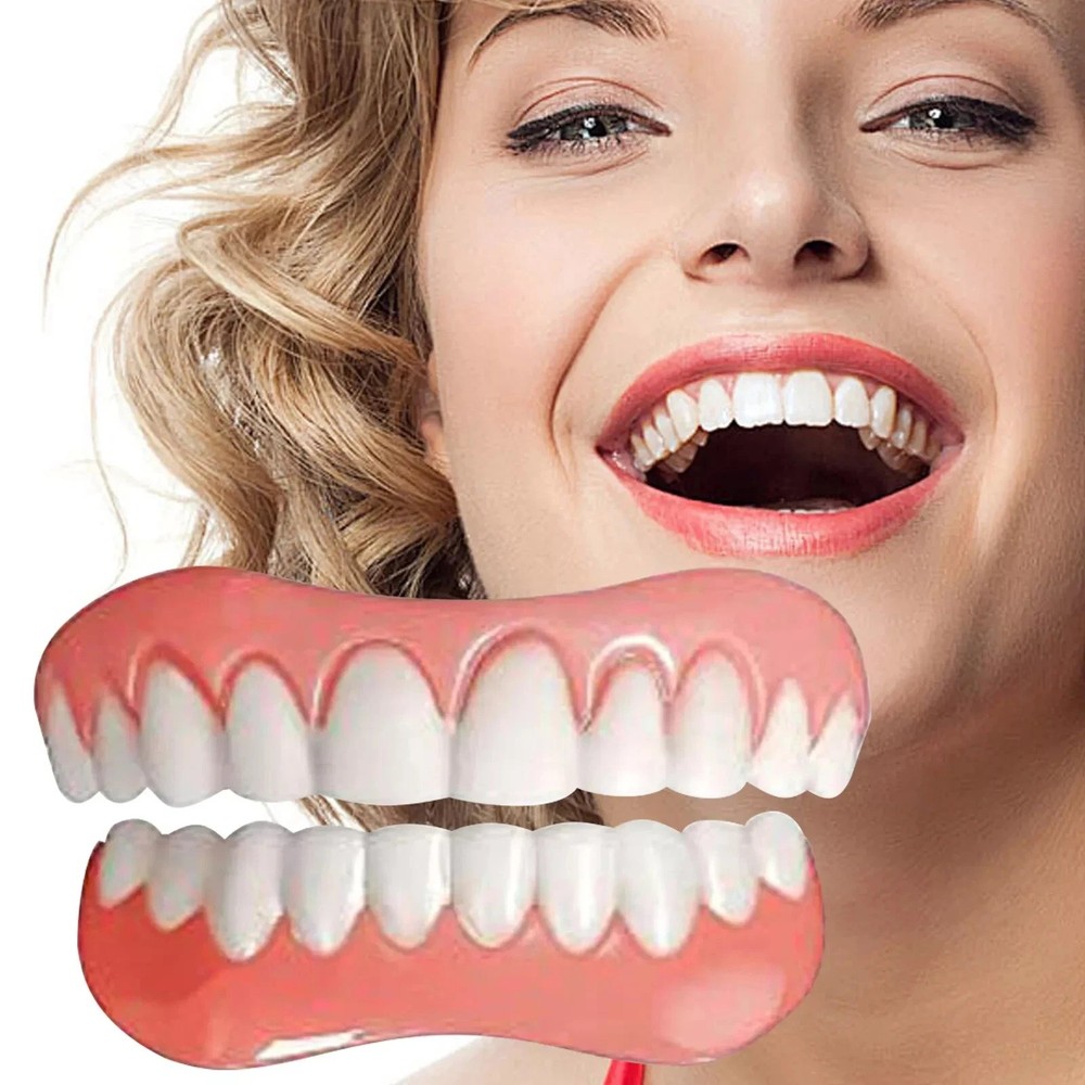 Modified Silicone Denture Kit Veneers Dental Tooth Cover Snap False Teeth Set