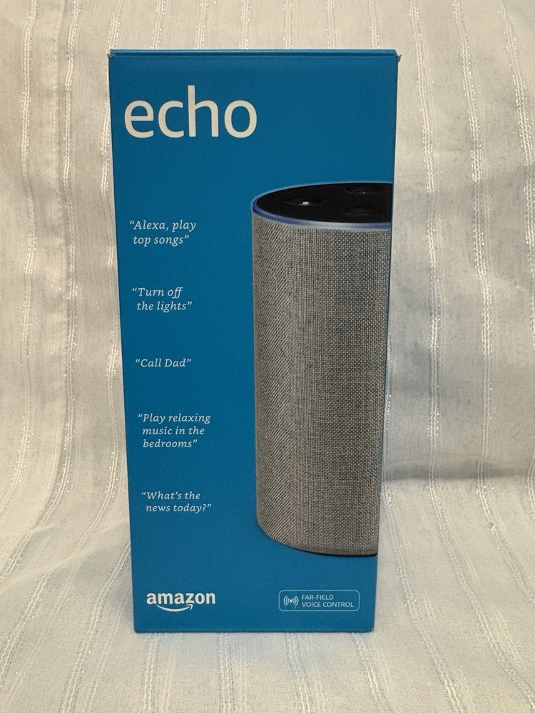 Amazon Echo Smart Speaker Gray Fabric Alexa Voice Control Wi-Fi Bluetooth
