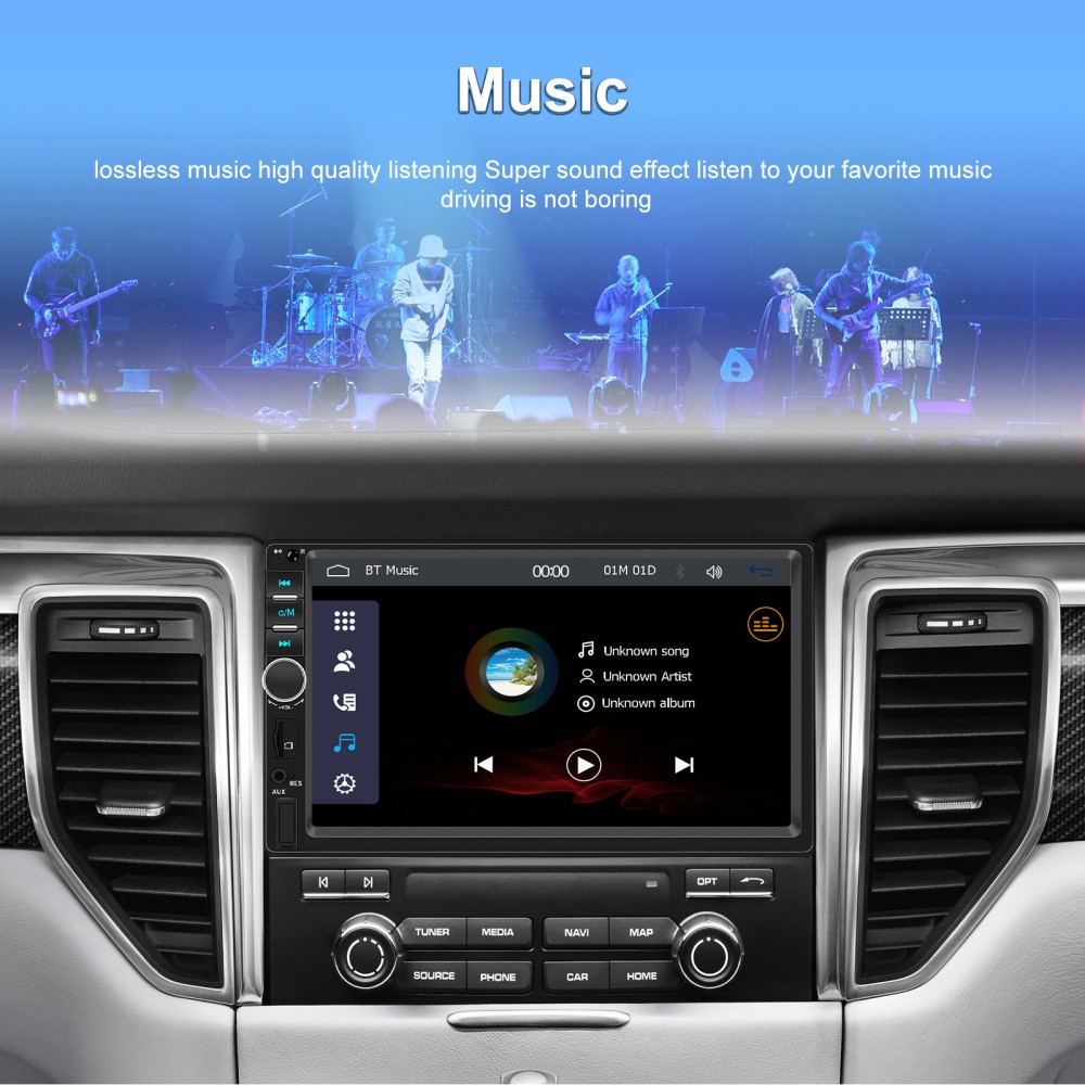 7'' Double 2 Din Car Radio Car Stereo Touch Screen Android Auto BT Apple CarPlay