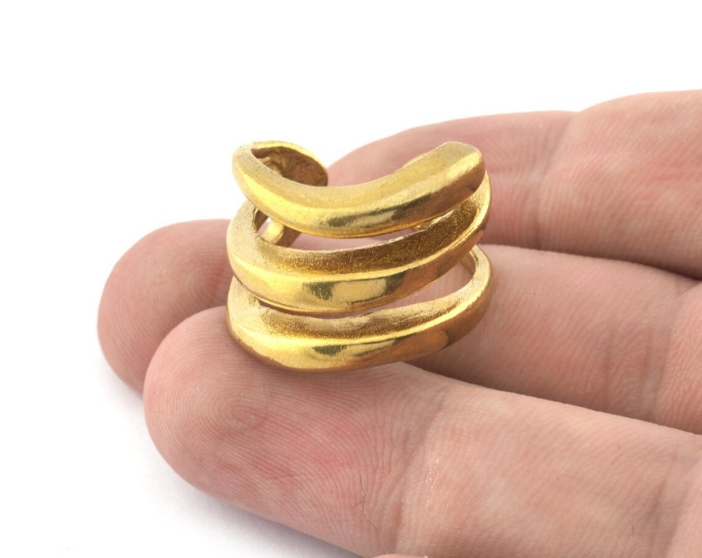 Snake Ring, Adjustable, Raw brass (18mm 7.5US inner size) 5137