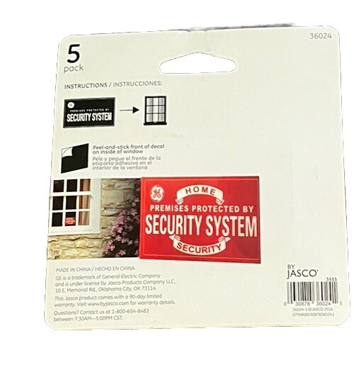 #5 Five GE Window Home Security System Decoy DECALS Deters Potential Intruders