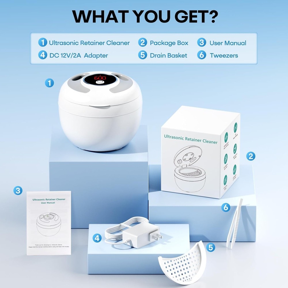 Ultrasonic Retainer Cleaner 45kHz - Deep Cleaning