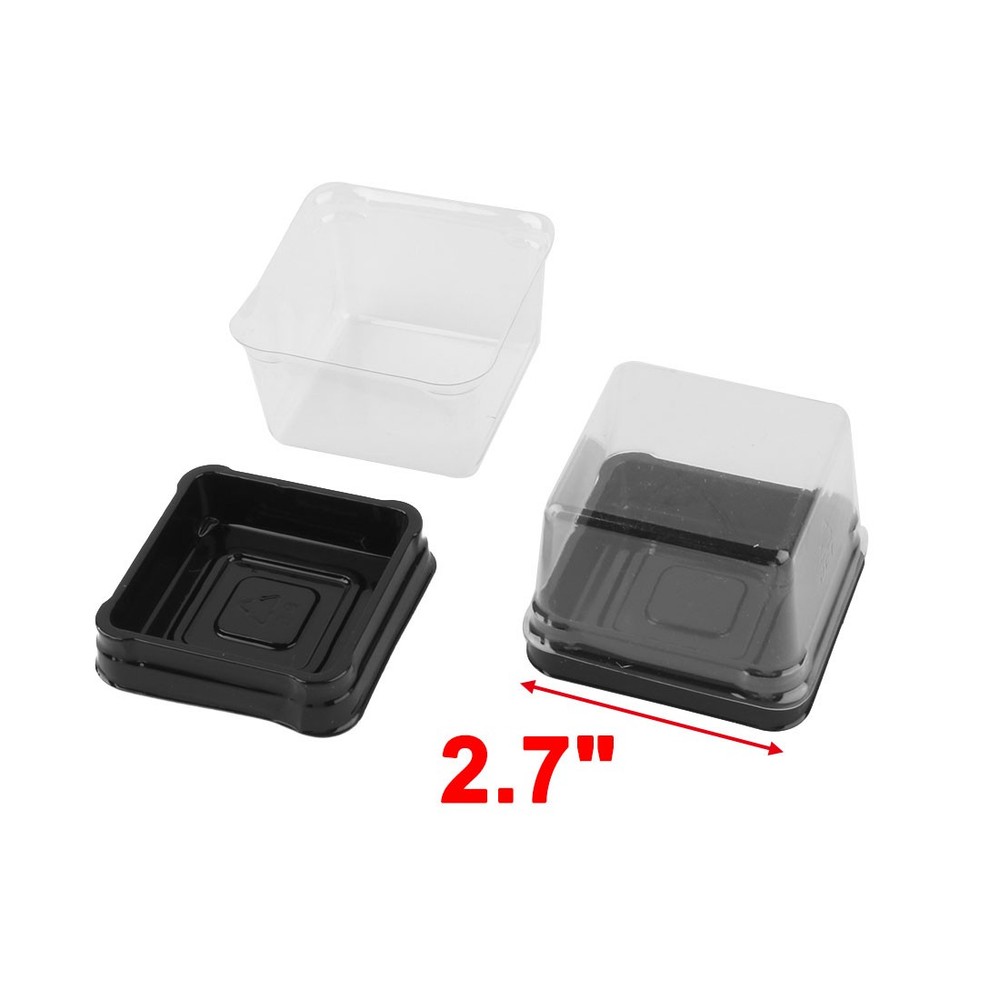 Bakery Plastic Moon Cake Boxes Container Holder Cover Black 50pcs