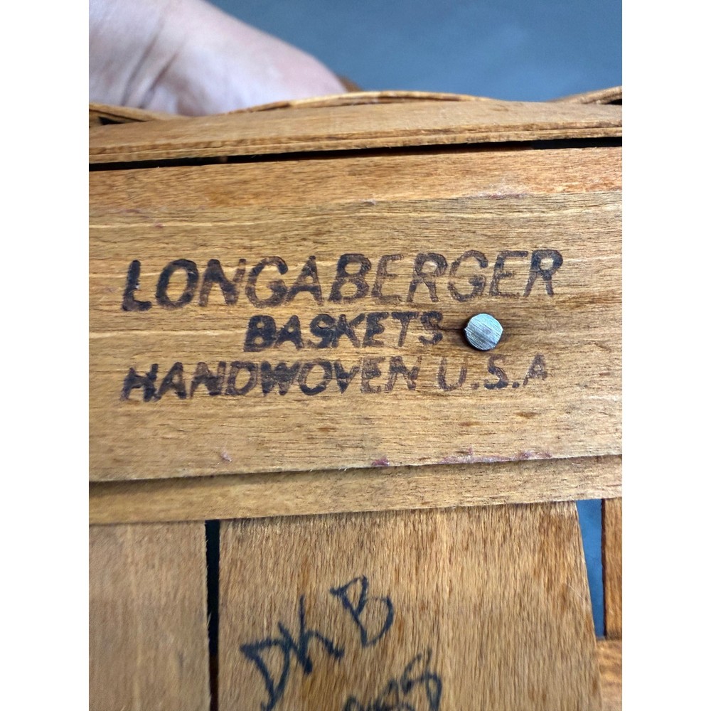 Authentic Longaberger Handwoven Basket Complete Set w/ Riser & Apple Lid 1988