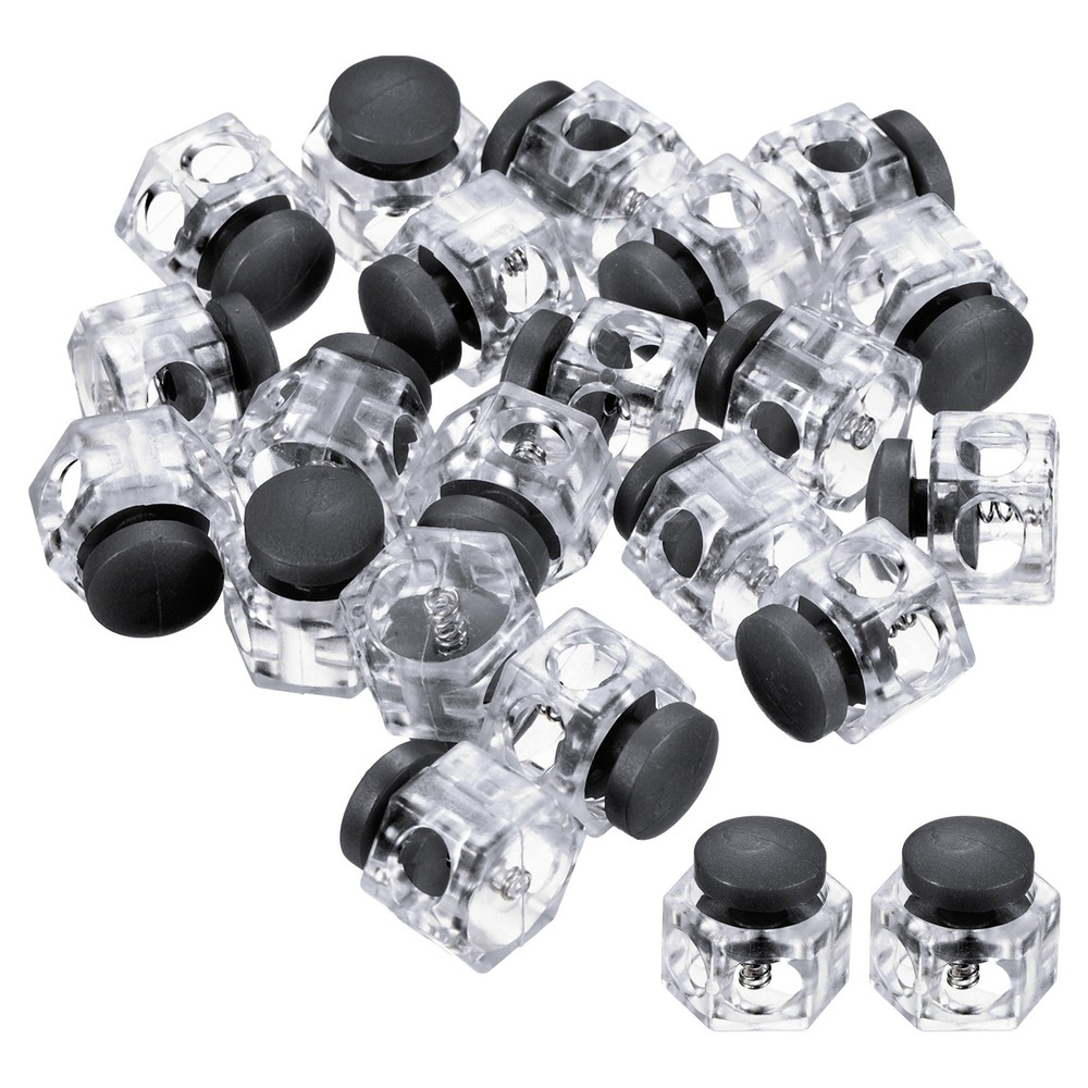 Cord Locks, 50 Pack Hexagonal Spring Toggle Stopper, Clear Black