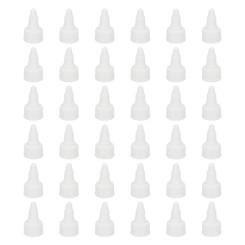 36Pcs 20/410 Plastic Ribbed Edge Squeeze Bottle Replacement Caps, White
