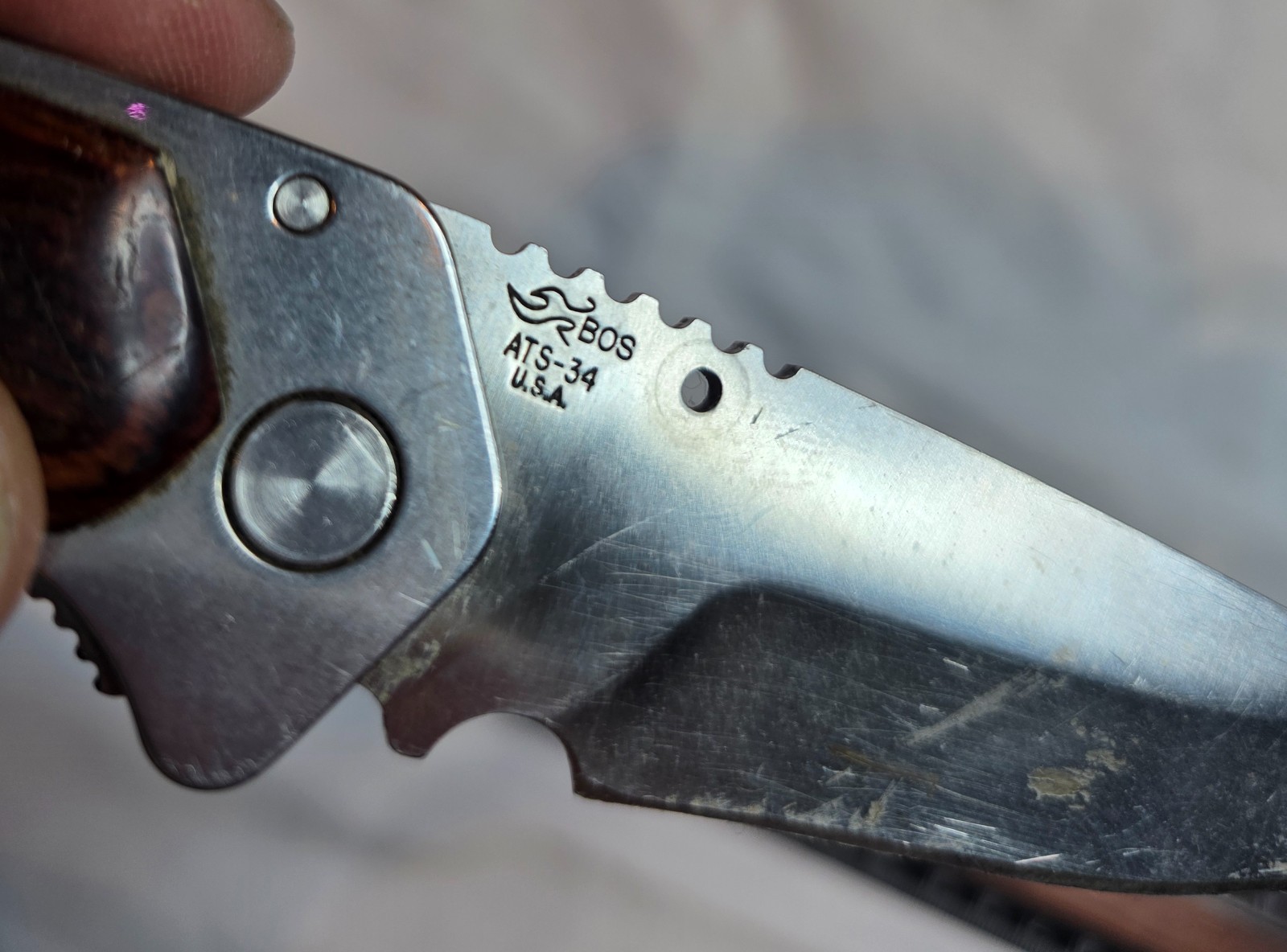 3 7/8" Long Buck Alpha Hunter 277T BOS AT-34 Folding Knife & Sheath, Used