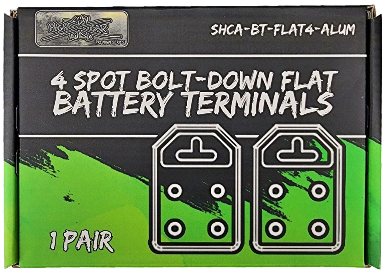 Sky High Car Audio Flat Battery Terminals Multi Spot 4 Connector Pair Aluminum