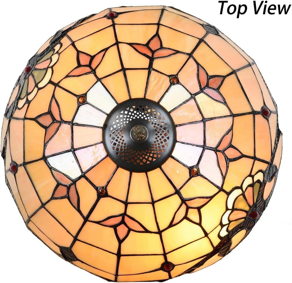 Tiffany Style Stained Glass Table Lamp Lighted Base