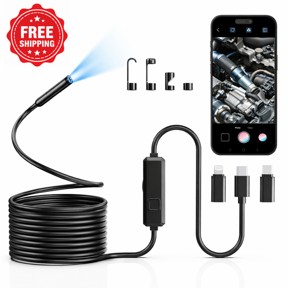 Endoscope Camera with Light, Snake camera 1920P HD 16.5FT 8 LED for iOS  Android