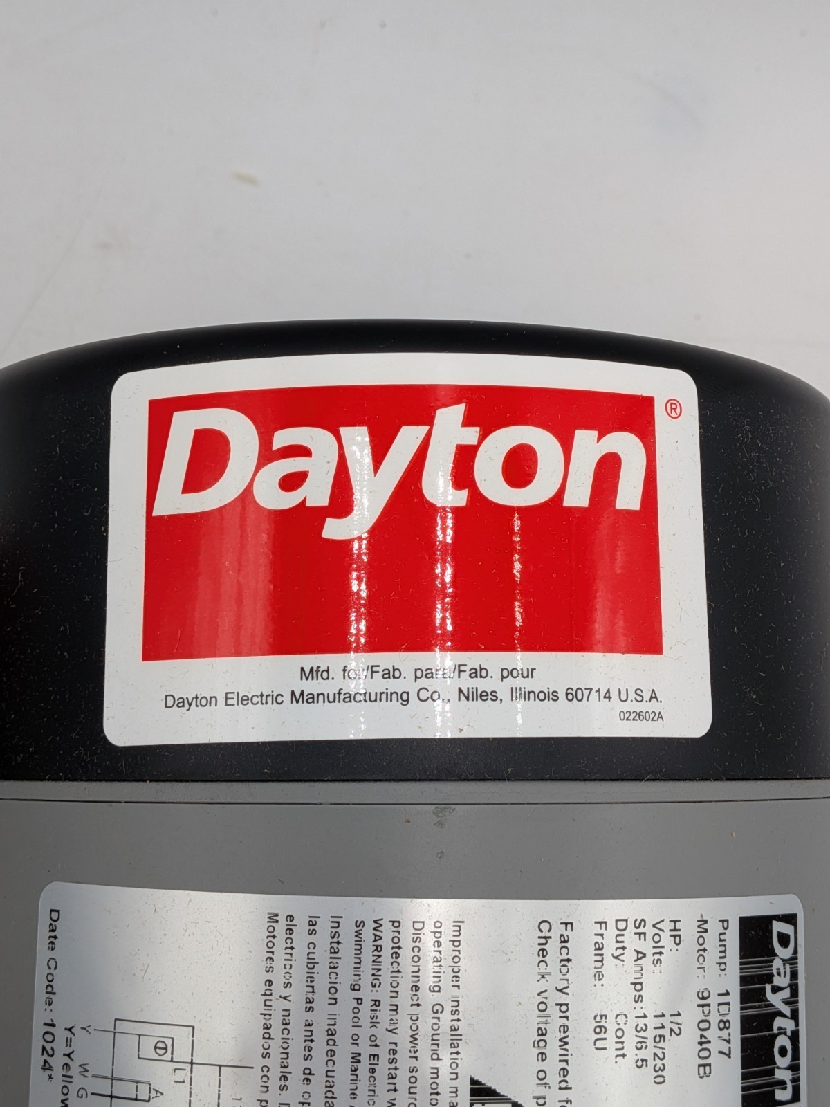 Dayton 1D877 Convertible Jet Pump 1/2 HP 115/230V 3/4" Discharge 1-1/4" Inlet