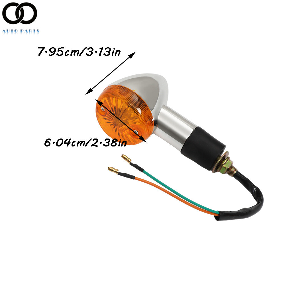 2×Chrome Amber Front Rear Turn Signal Blinker Indicator Light For Motorcycle