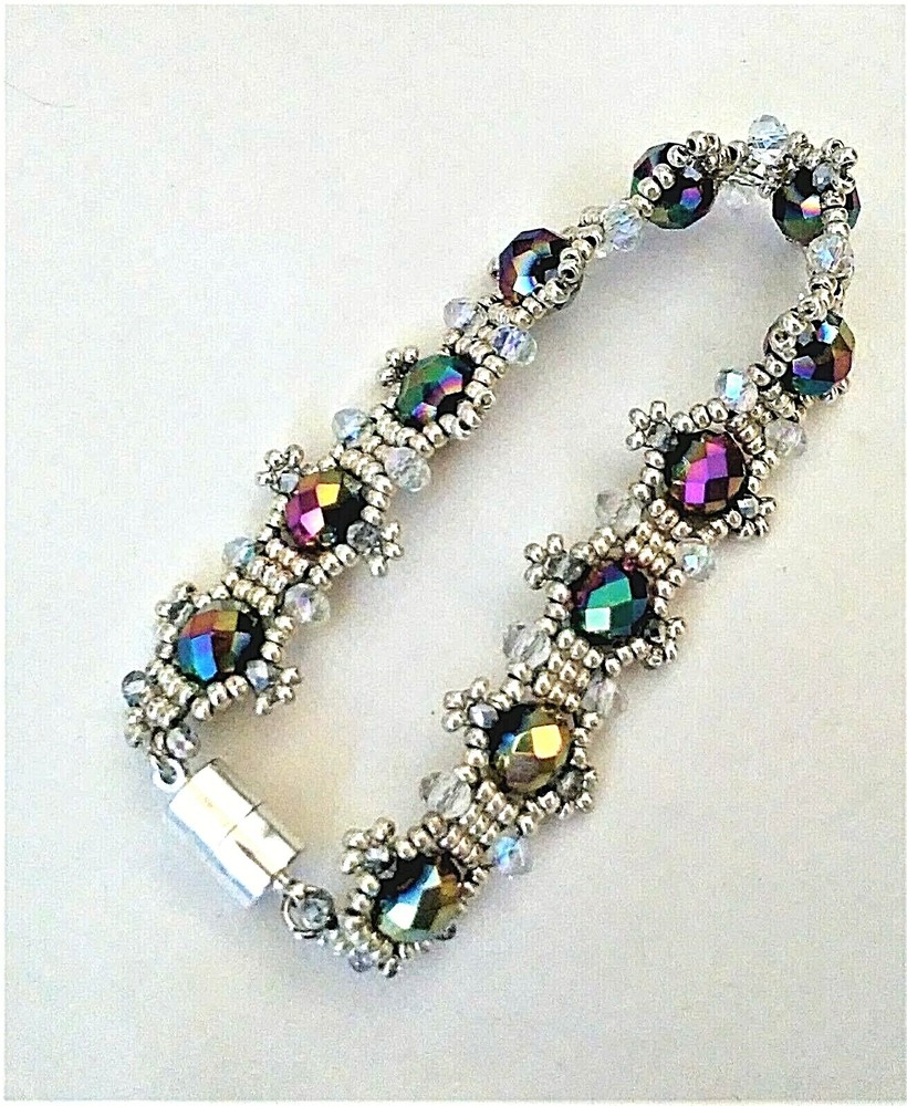 Handmade Silver Iridescent Magnetic Bracelet