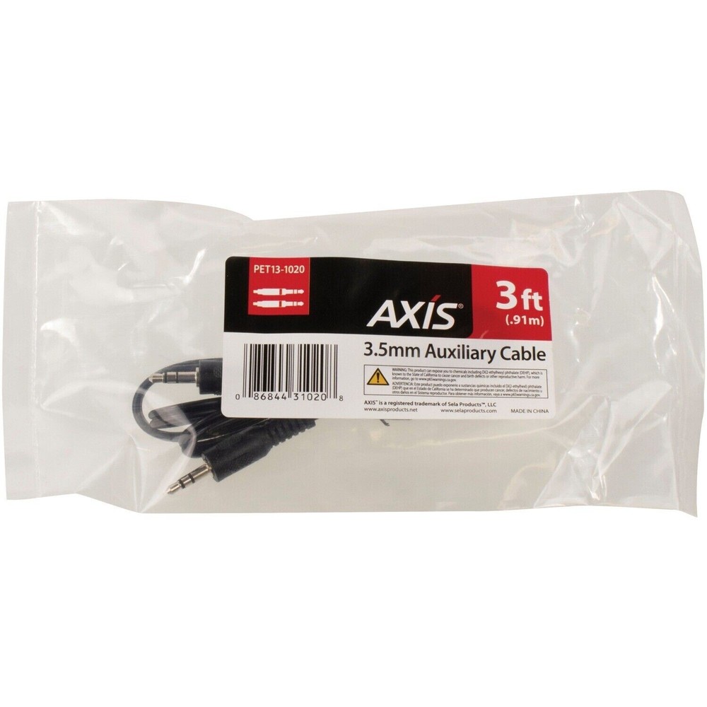 AXIS 3.5mm Auxiliary Cable 3ft PET13-1020