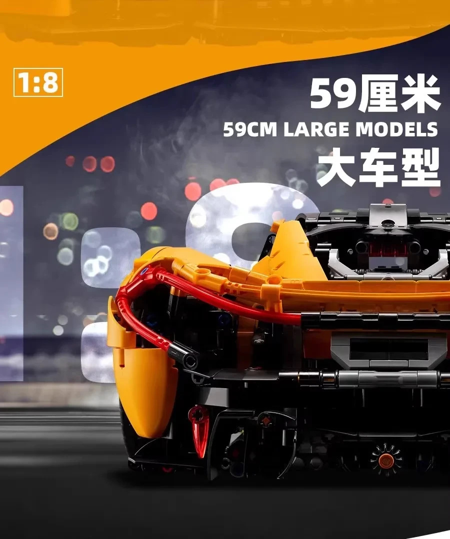 2022 3893 Pcs 1:8 Technical McLaren P1 #42172 MOC Building Blocks Car Set
