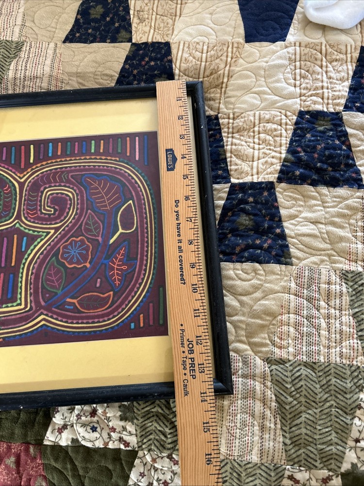 framed mola textile art