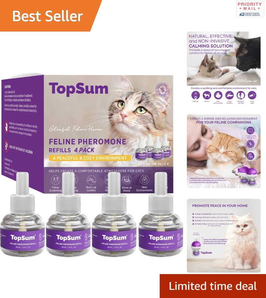 Feline Calming Pheromones Diffuser Set - Includes 3 Diffusers & 30-Day Refills