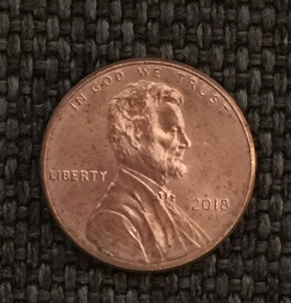 2018 P Lincoln penny, actual coin in picture, free shipping.