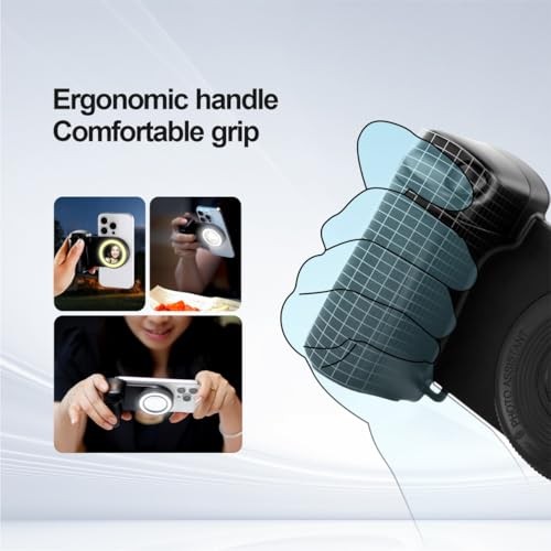 Magnetic Selfie Ring Light Phone Camera Grip Handle with Wireless Bluetooth