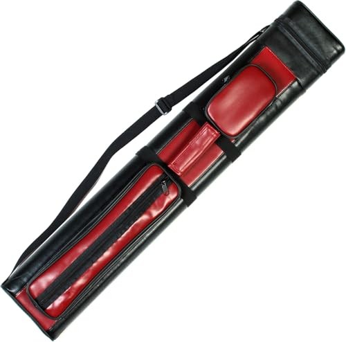 Hard Pool Cue Stick Carrying Case 2x2 Red Black