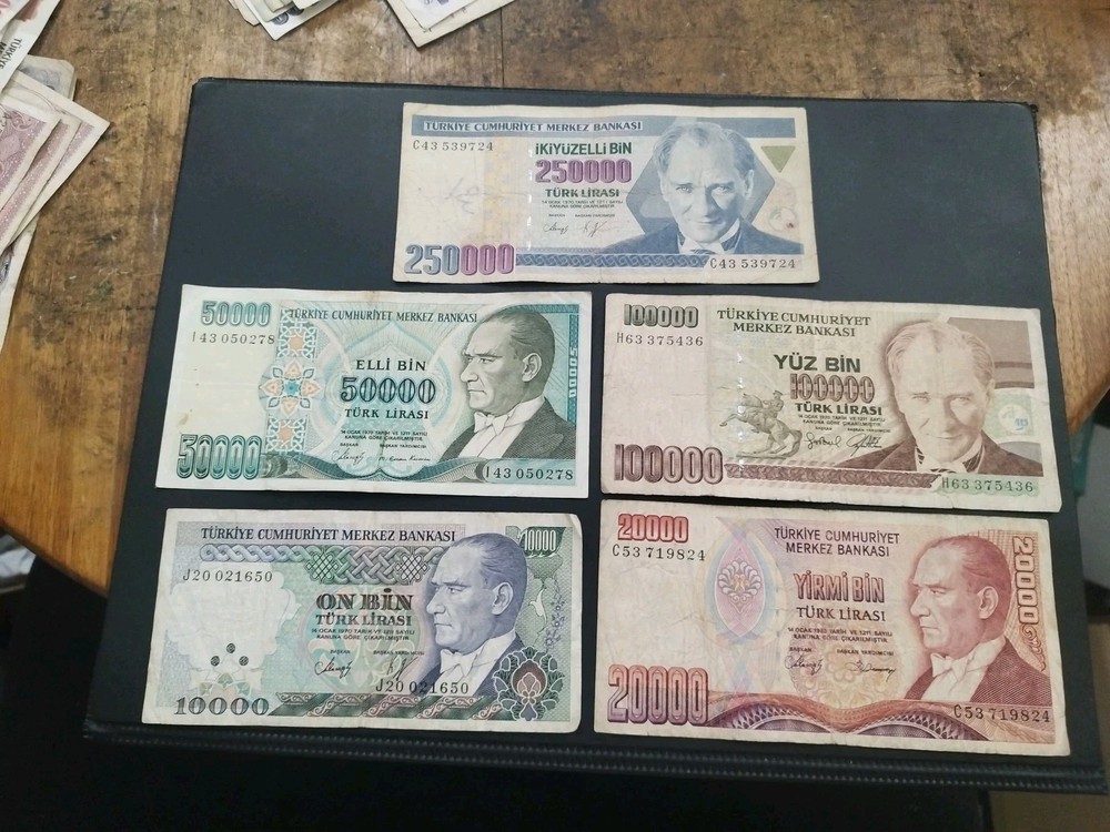 Turkey 5 different banknotes