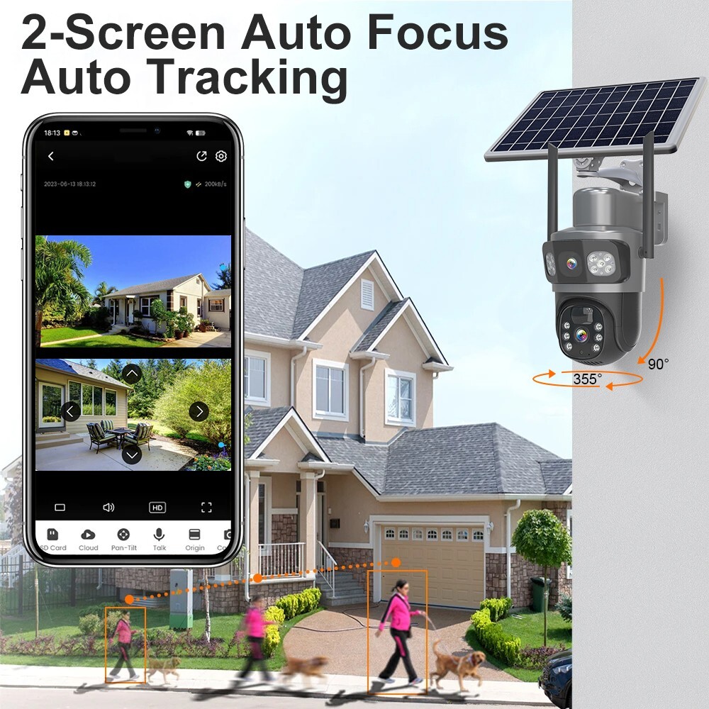 4MP Solar Battery Powered Wireless Security Camera System Outdoor Home Wifi