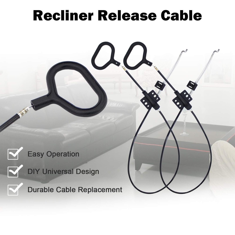 Sofa Recliner Cables 2 Pack D Ring S Tip Hook Exposed Cable Black Replacement