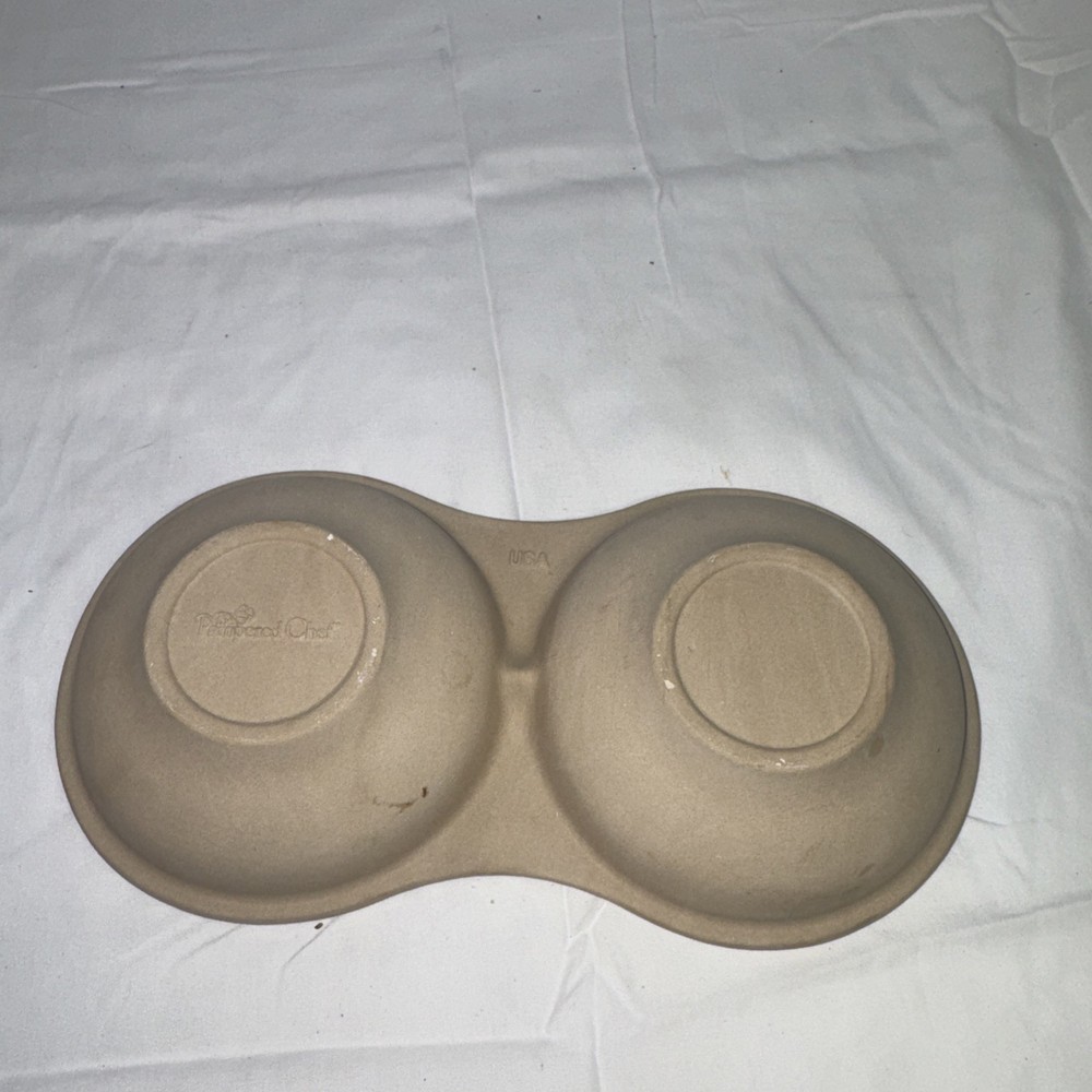 The Pampered Chef Stoneware Microware Double Egg Cooker Nice Quick 5142