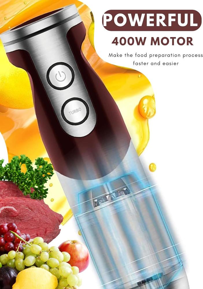 5-In-1 Immersion Hand Blender Set with Variable Speed, 400W, Stainless Steel