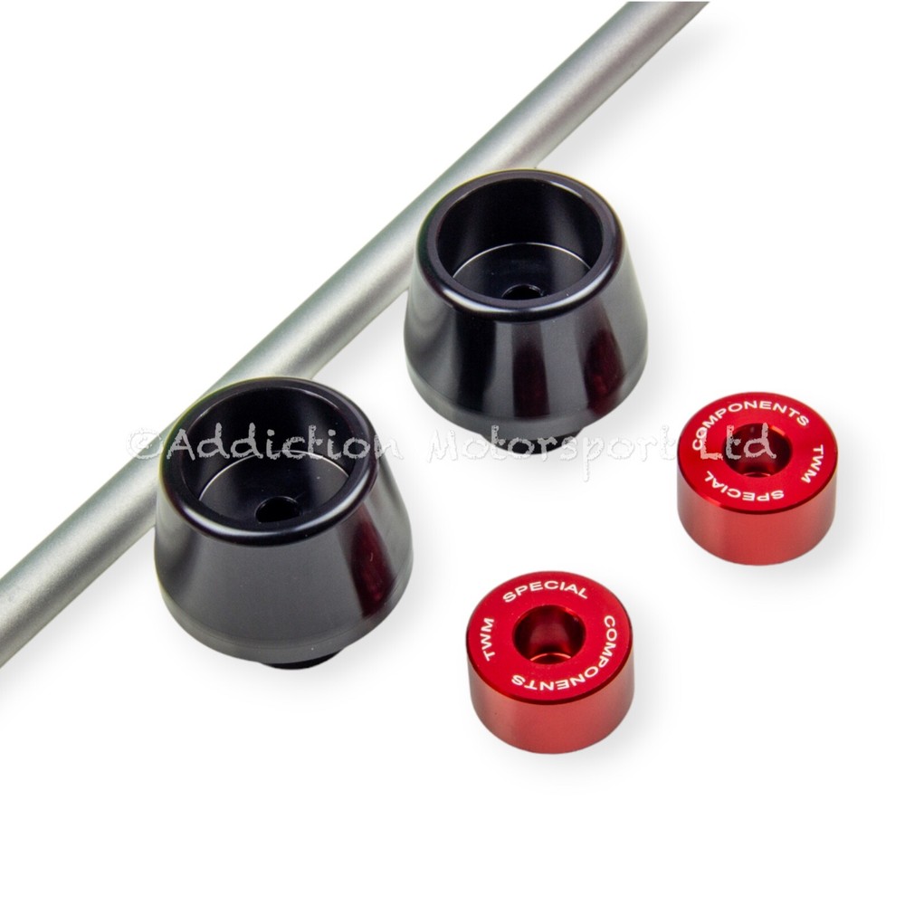 TWM Front Fork Protector Axle Slider Black/Red for Ducati Panigale V2