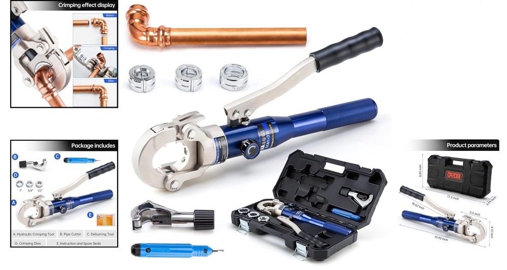 Portable Copper Pipe Crimping Tool with Ergonomic Grip & Pipe Cutting Function