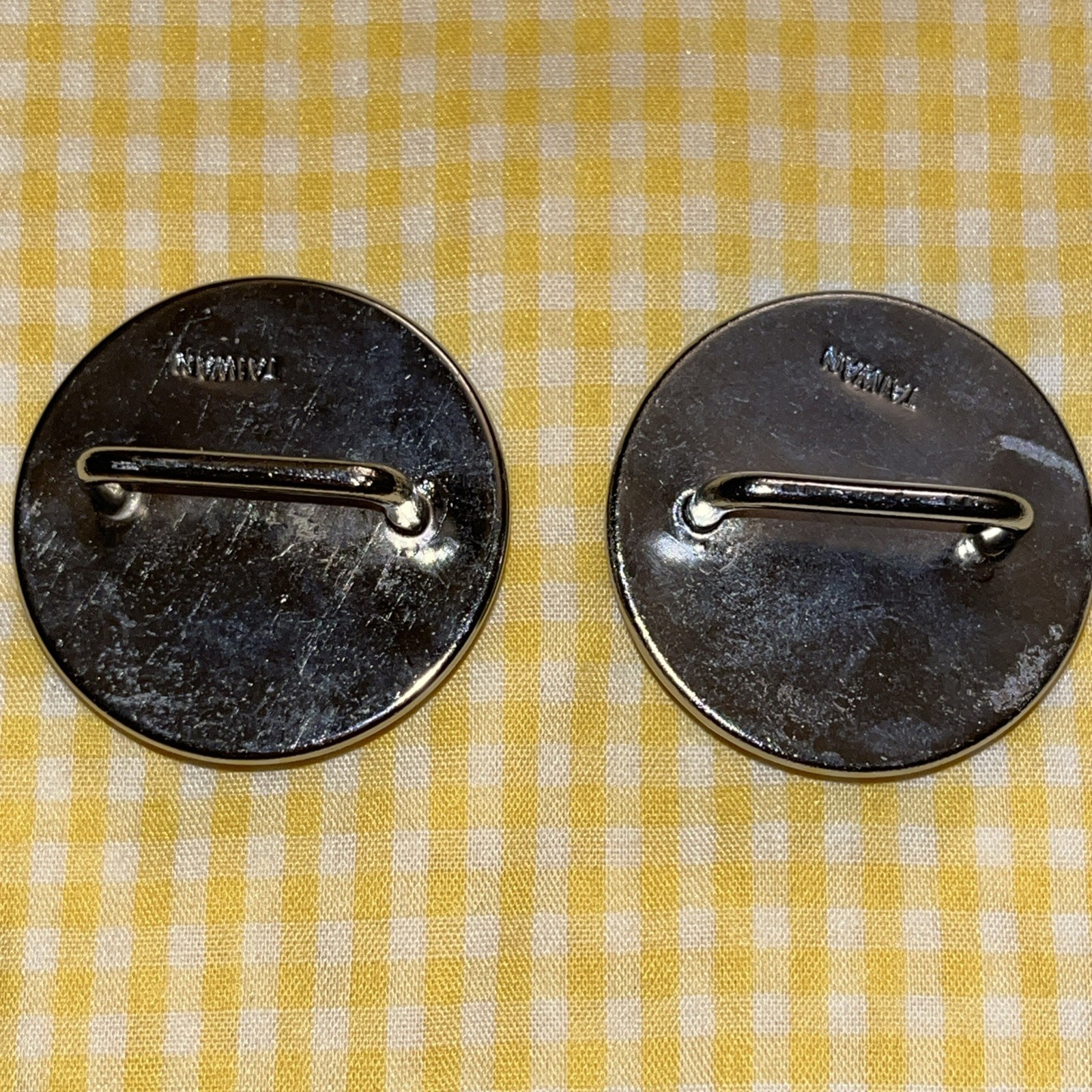 Vintage Pair Bridle Rosettes Horse Head Domed Glass