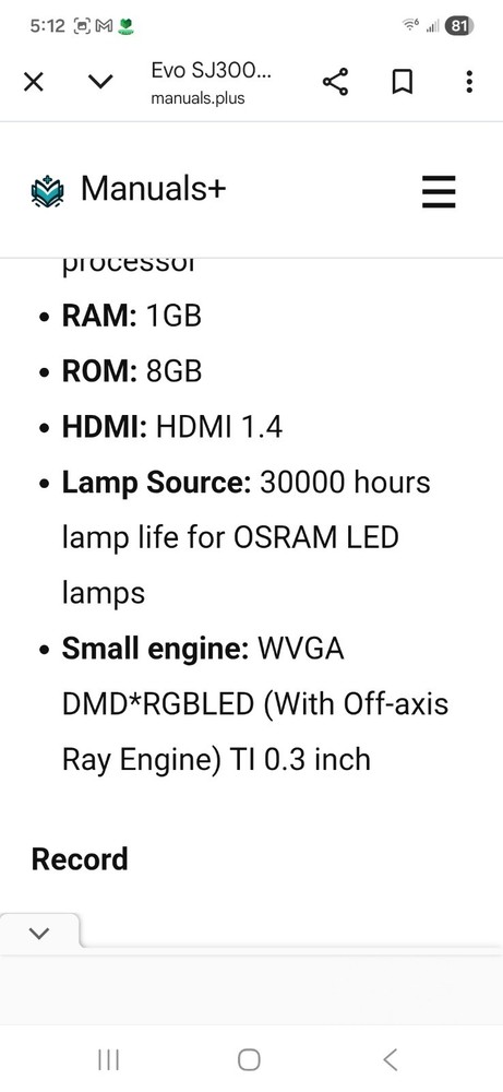 Evo SJ3000 Smart Mini Projector