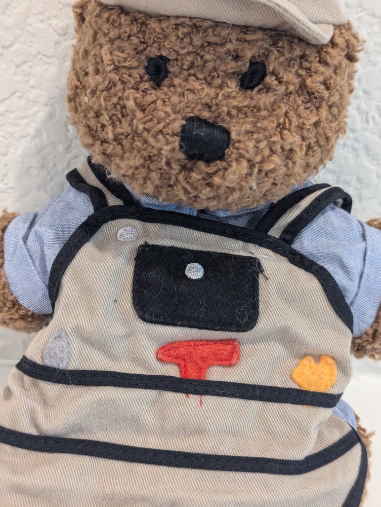 Baby Gap Bear Hand Puppet 8" Construction Carpenter Bear Tools Apron