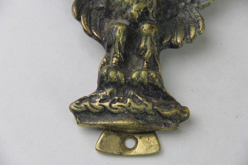 Antique Cast Brass Spread Winged Eagle Door Knocker - Perched Bird