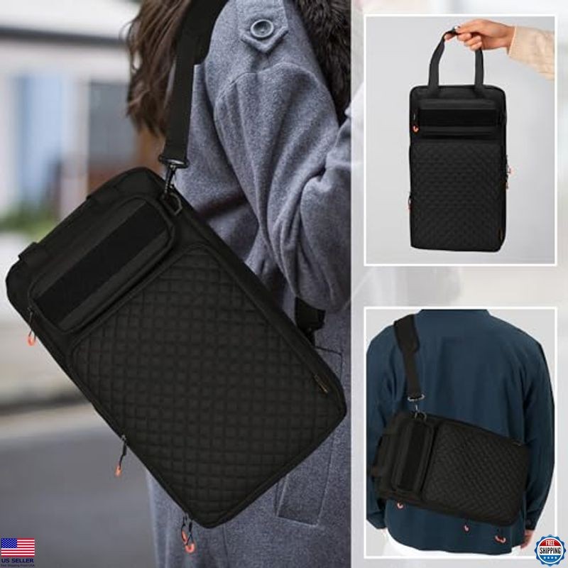 Black Drum Stick Bag with Adjustable Strap & Hooks for Mallets & Accessories