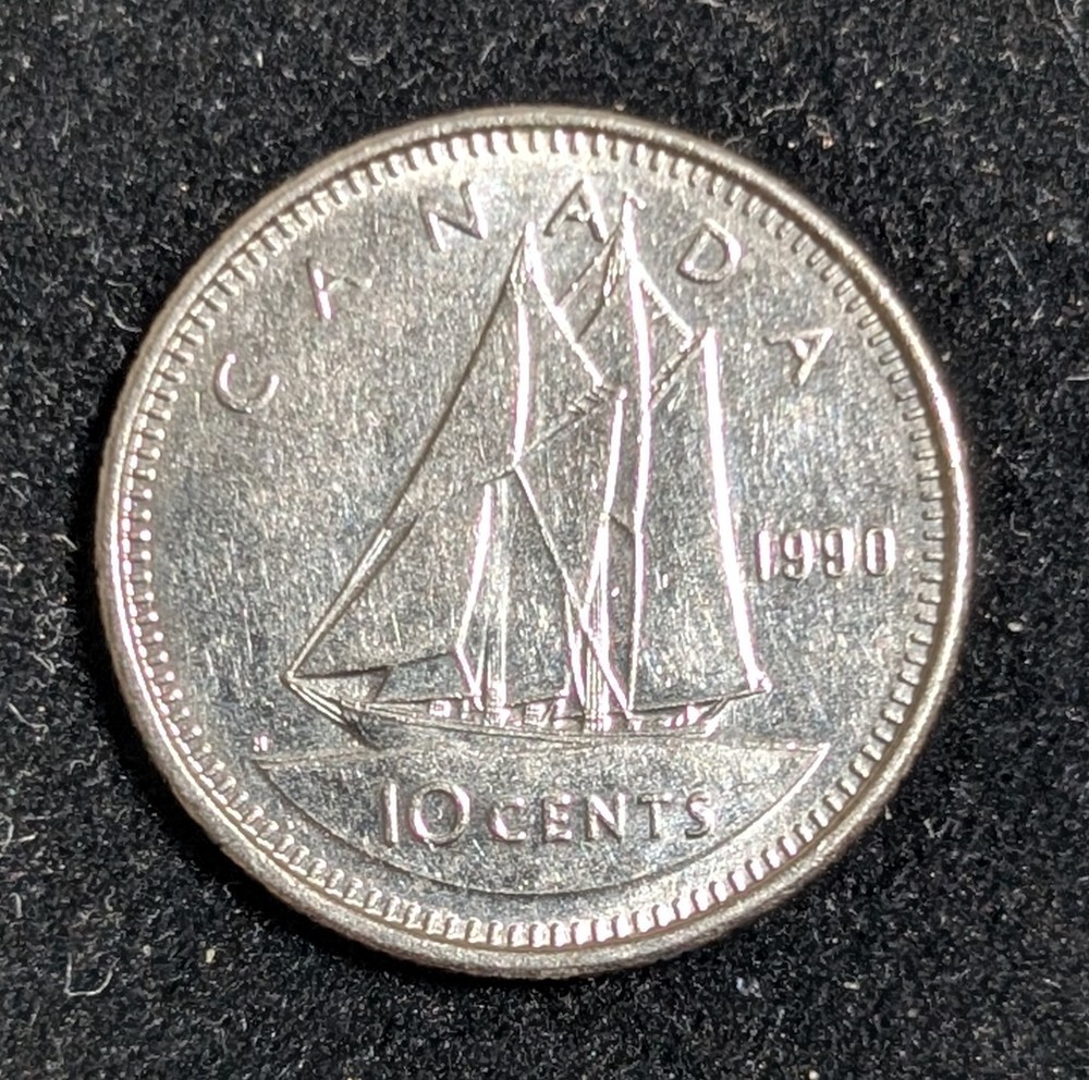 1990 Canada 10 Cents Circulated KM# 183