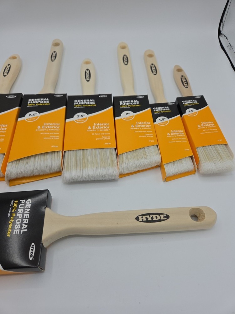 Hyde 8pc Assorted 100% Polyester Paint Brushes NEW