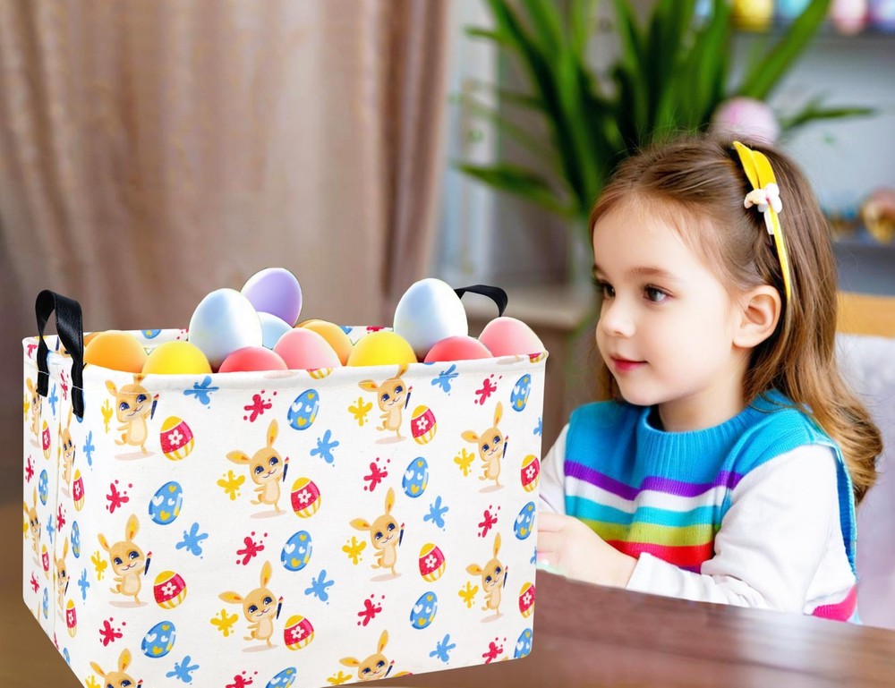 BOOHIT Rectangle Empty Easter Baskets Boy Large Toy Storage Bin Girls collaps...