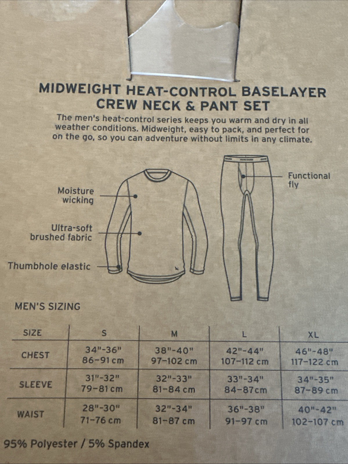 2-Piece Set Eddie Bauer Heavyweight Base Layer Crew / Pant Set Mens Medium Black