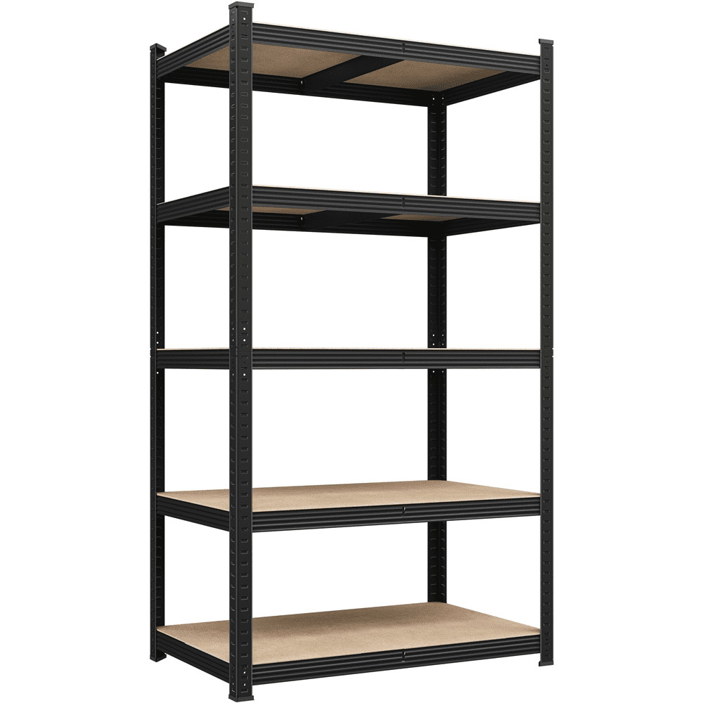 5-Tier Metal Boltless & Adjustable Storage Rack, Black