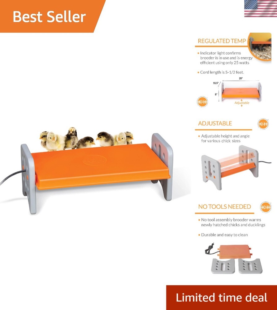Large Chicken Brooder Heater - Adjustable Height, Safety Approved for 30 Chicks