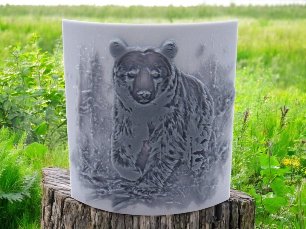 Clay Pottery Stamp featuring Bear in Woods Texture Image