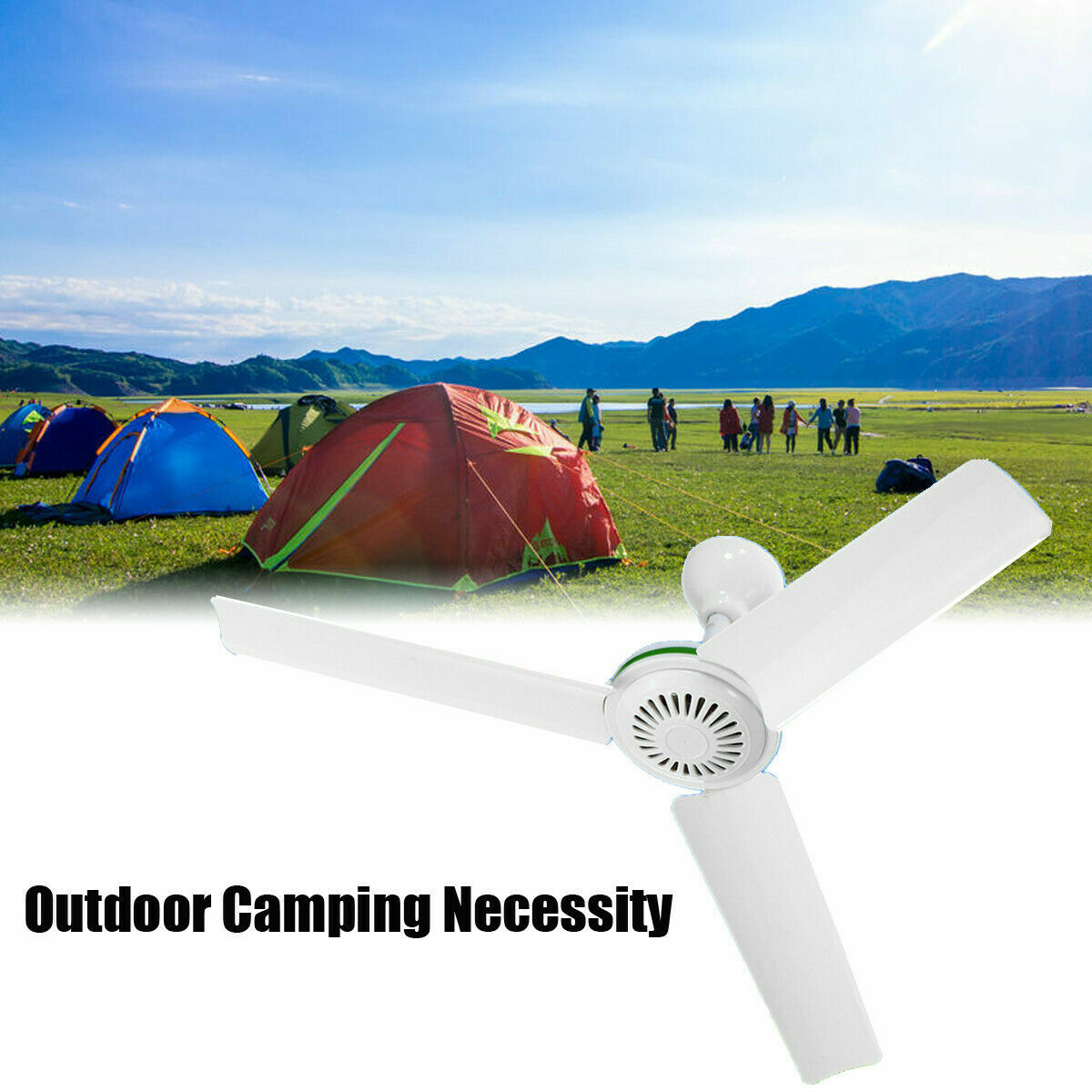 12V 20'' Solar Ceiling Fan Portable 3 Blade w/ 6W Switch Camping Caravan 330 RPM