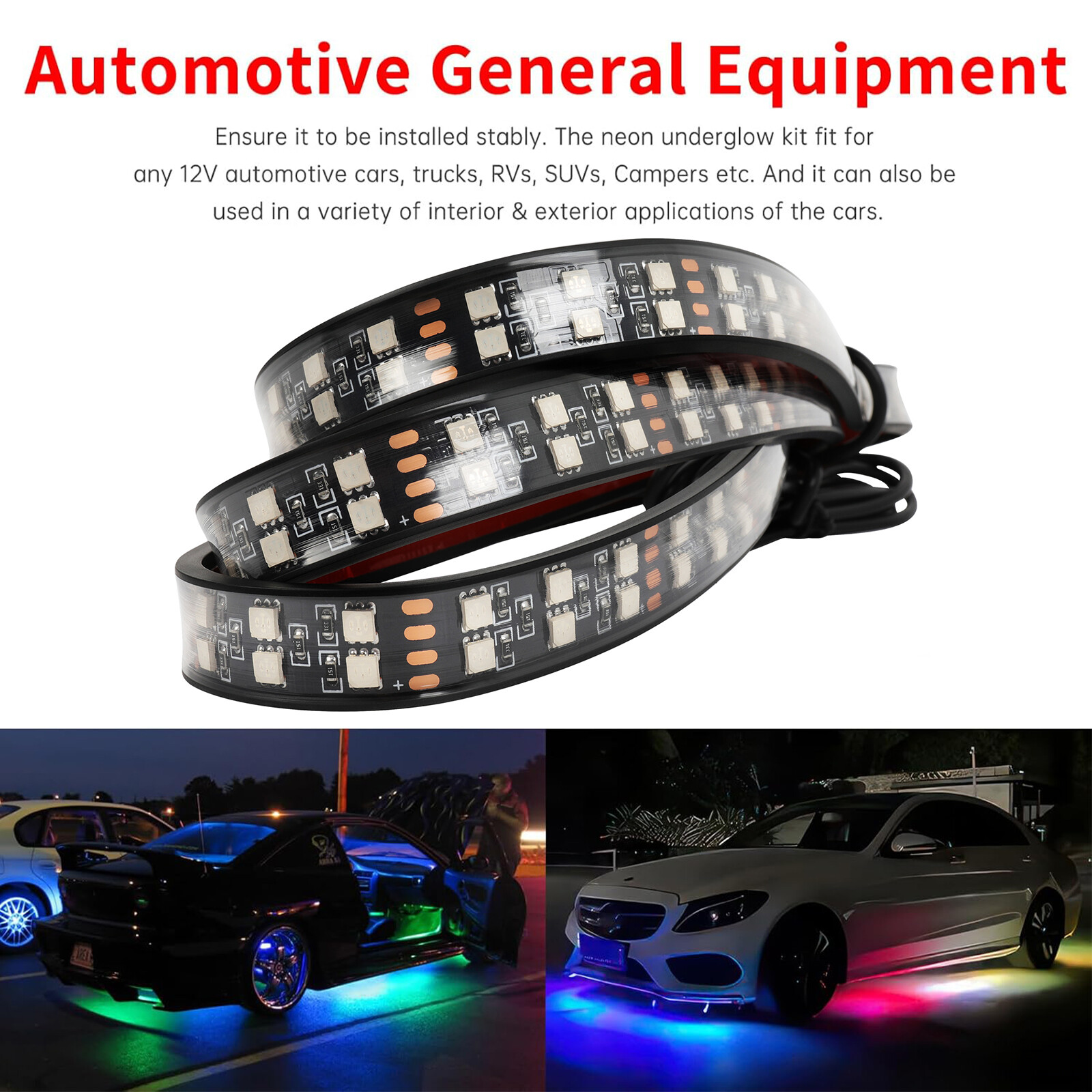 6PCS Double Row LED RGB Dream Lights Strip Neon Underglow LED Chasing Kit Remote